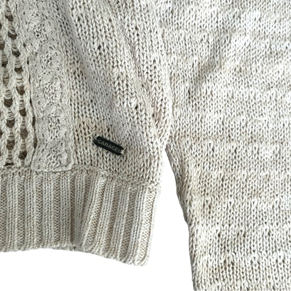 Garage Open Knit Sweater Long Sleeve Cream Beige Small - Picture 5 of 6